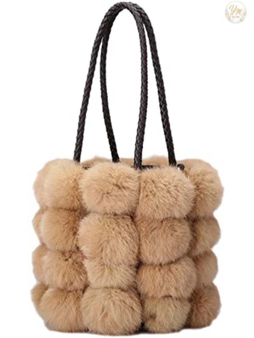 Plush Bucket Handbag Faux Fur Drawstring Fluffy Crossbody Shoulder Tote